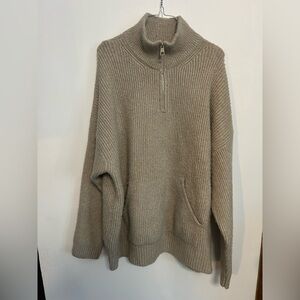 Zara Men's Taupe Zip-Up Sweater